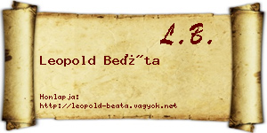 Leopold Beáta névjegykártya